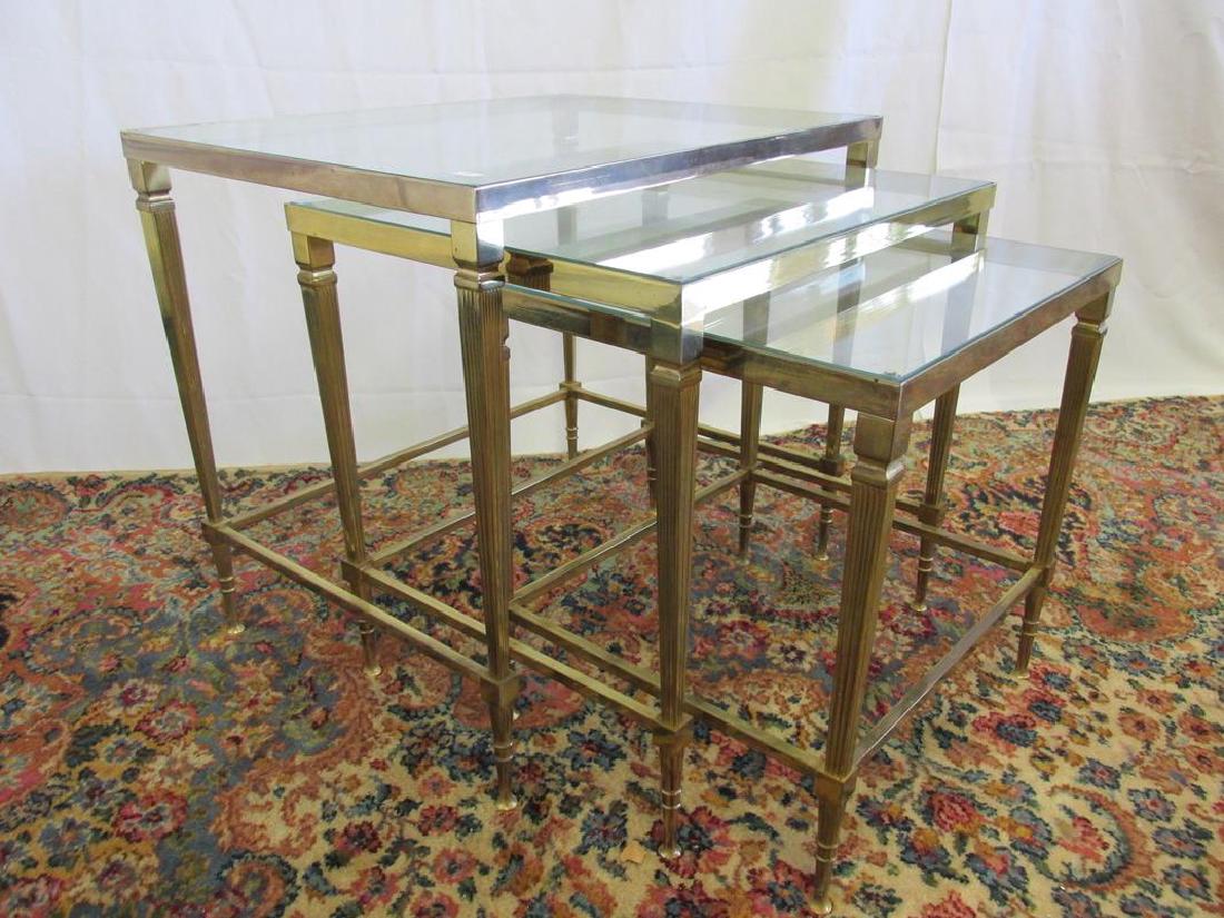 VINTAGE FRENCH SOLID BRASS NESTING TABLES: SEE TITLE