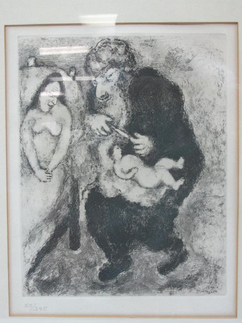MARC CHAGALL ORIGINAL ETCHING, NUMBERED: FRAMED, CERTIFICATE ON REVERSE, 21"X24"