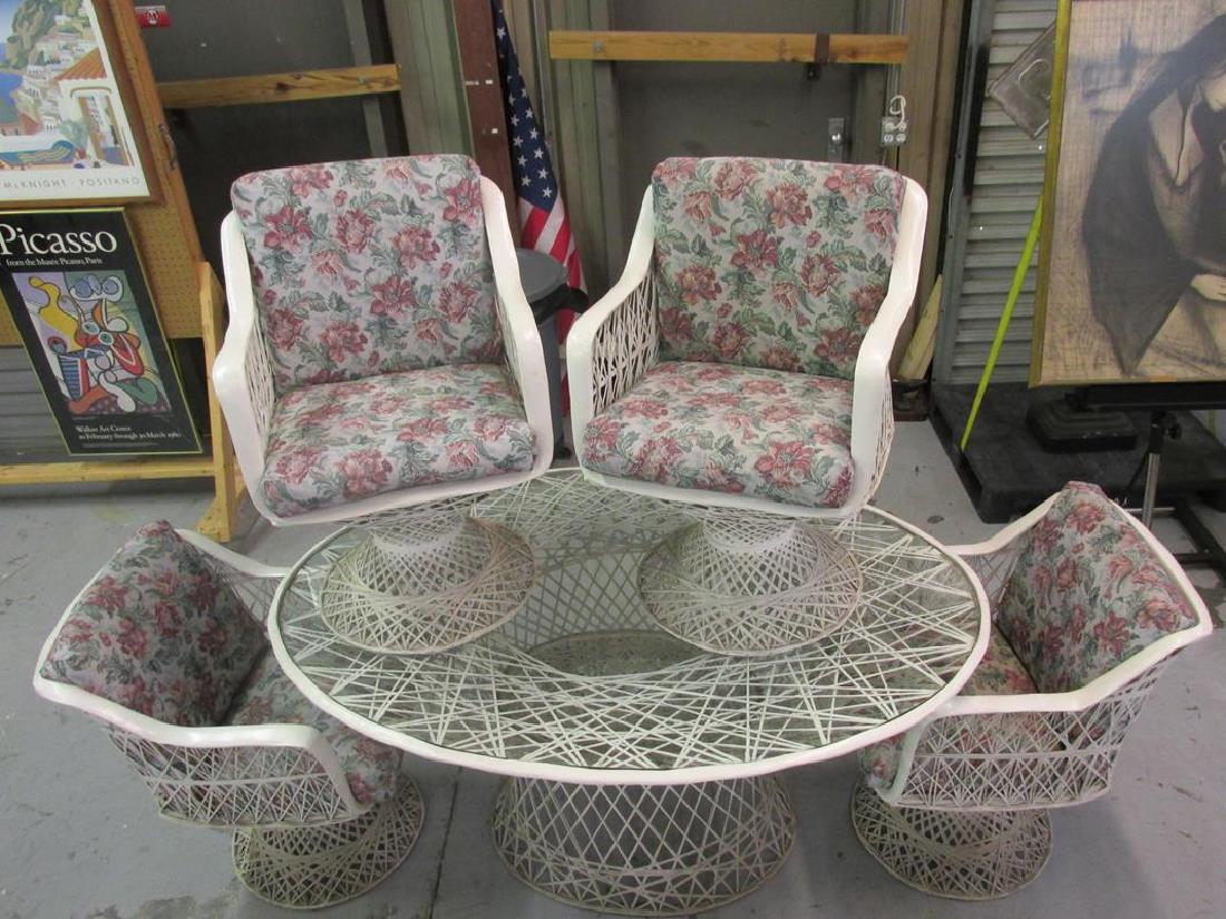 RUSSELL WOODARD SPUN FIBERGLASS TABLE AND 4 CHAIRS: SEE TITLE