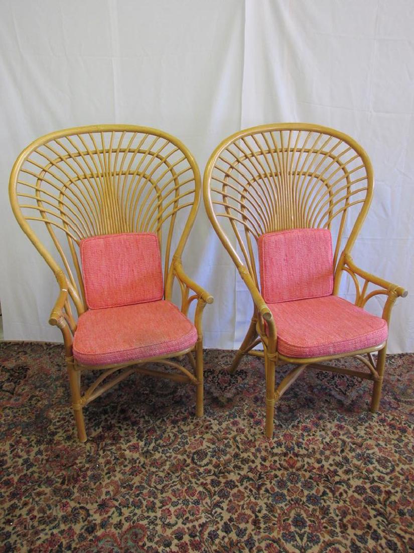 2 LARGE WINGBACK RATTAN CHAIRS: SEE TITLE