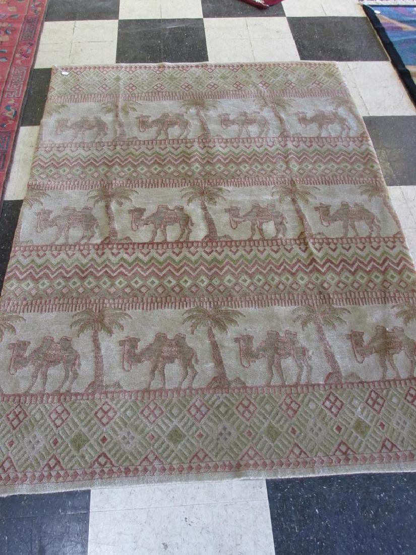 MODERN WOOLEN HAND WOVEN CAMEL RUG - INDIA (1 of 2)