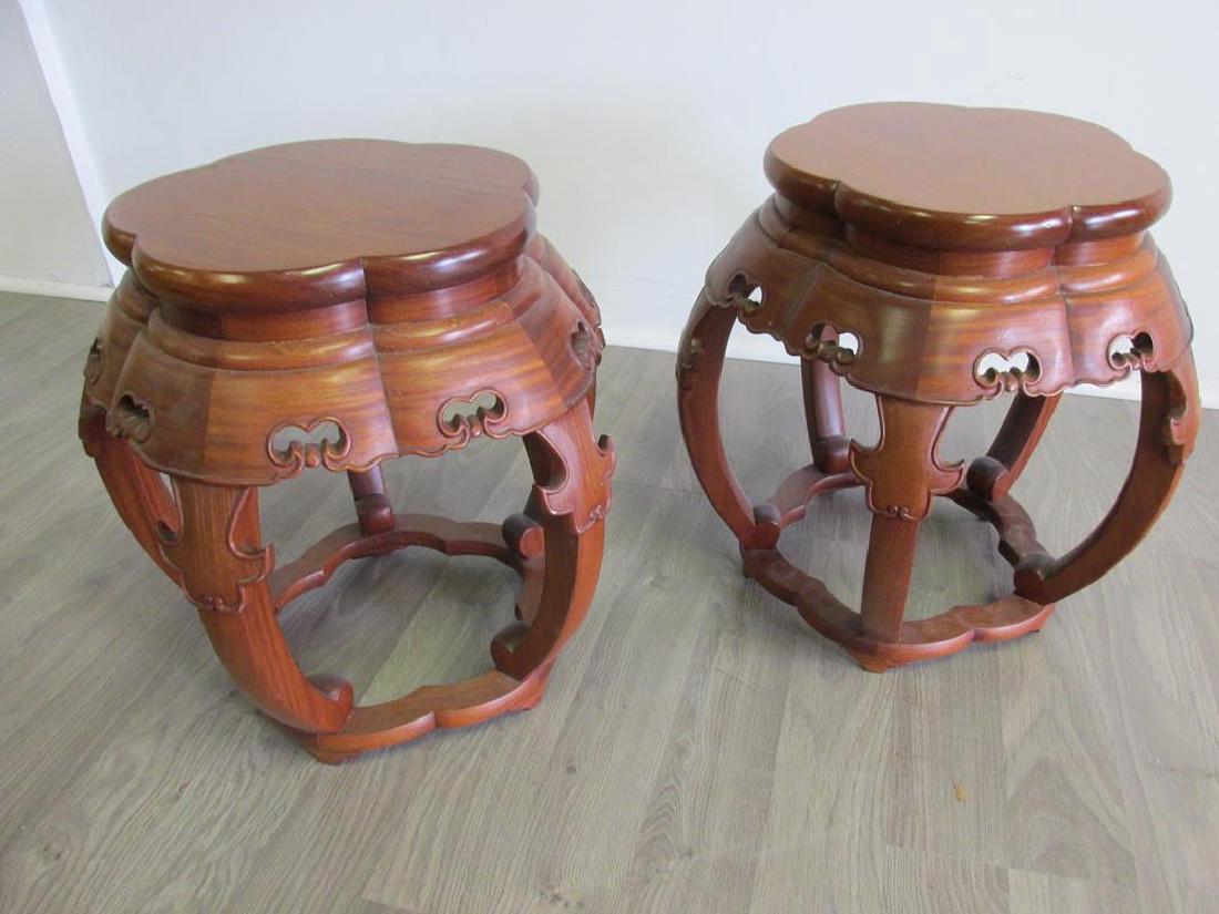 GEORGE ZEE & CO. HARDWOOD GARDEN STOOLS: LABEL ON BOTTOM, 19"HEIGHT