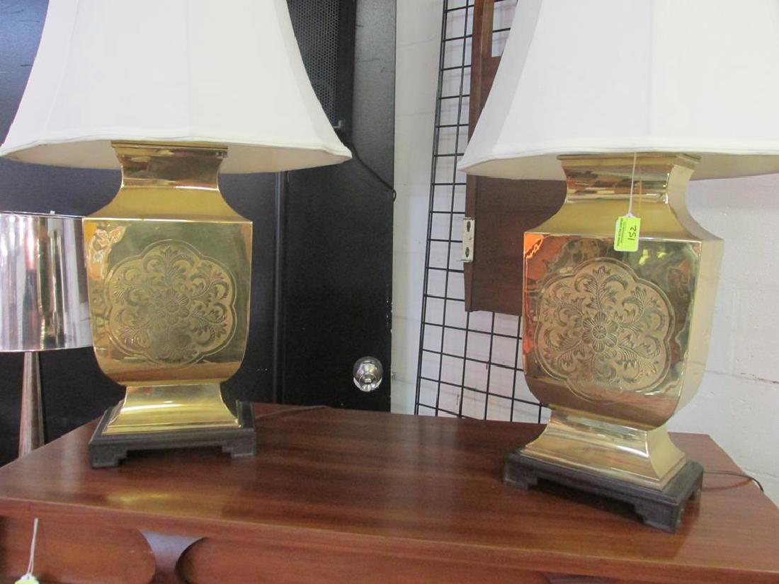 ASIAN BRASS TABLE LAMP PAIR (1 of 1)