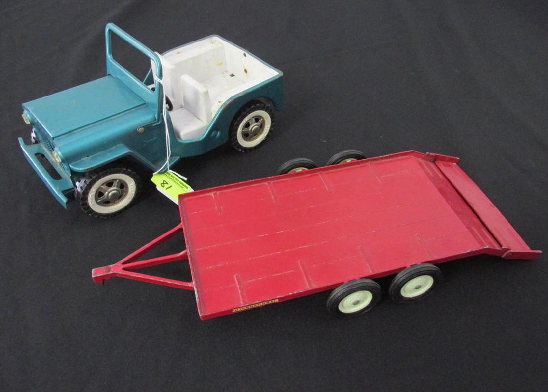 ERTL TAG TRAILER AND TONKA JEEP TOY PAIR: SEE TITLE