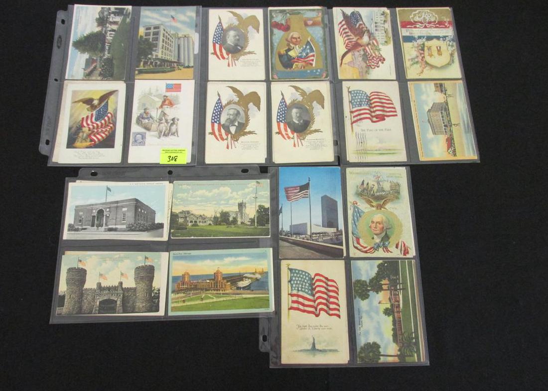 LOT OF VINTAGE POSTCARDS - U.S. FLAG, PATRIOTIC: SEE TITLE