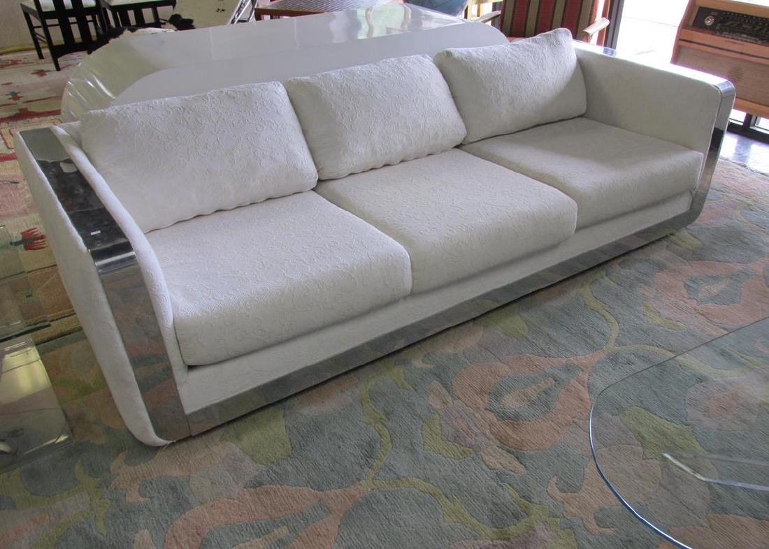 MILO BAUGHMAN STYLE SOFA WITH CHROME ACCENTS (1 of 1)