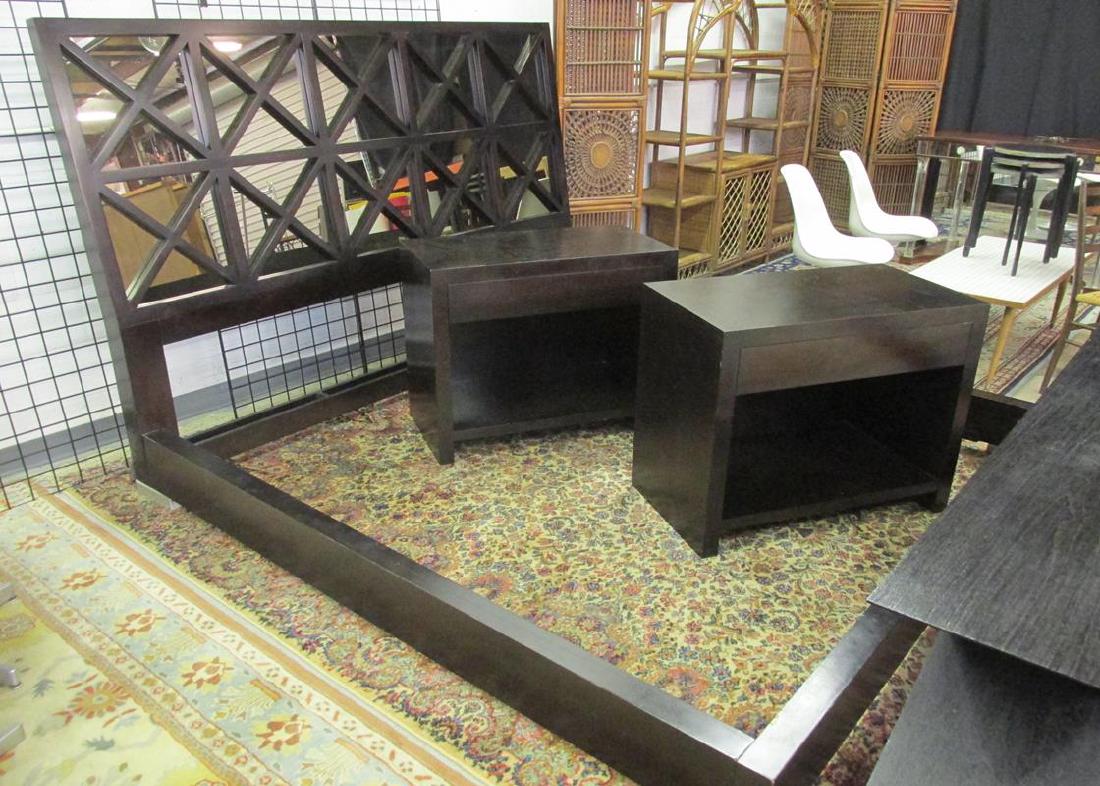 CENTURY FURNITURE MIRRORED BED AND NIGHTSTAND PAIR (1 of 1)