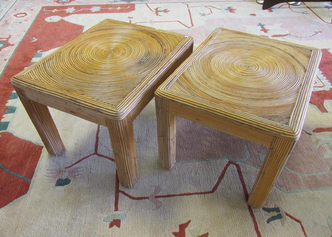 GABRIELLA CRESPI-STYLE PENCIL RATTAN TABLE PAIR (1 of 2)