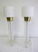 PAIR OF LUCITE TABLE LAMPS, GLASS SHADES