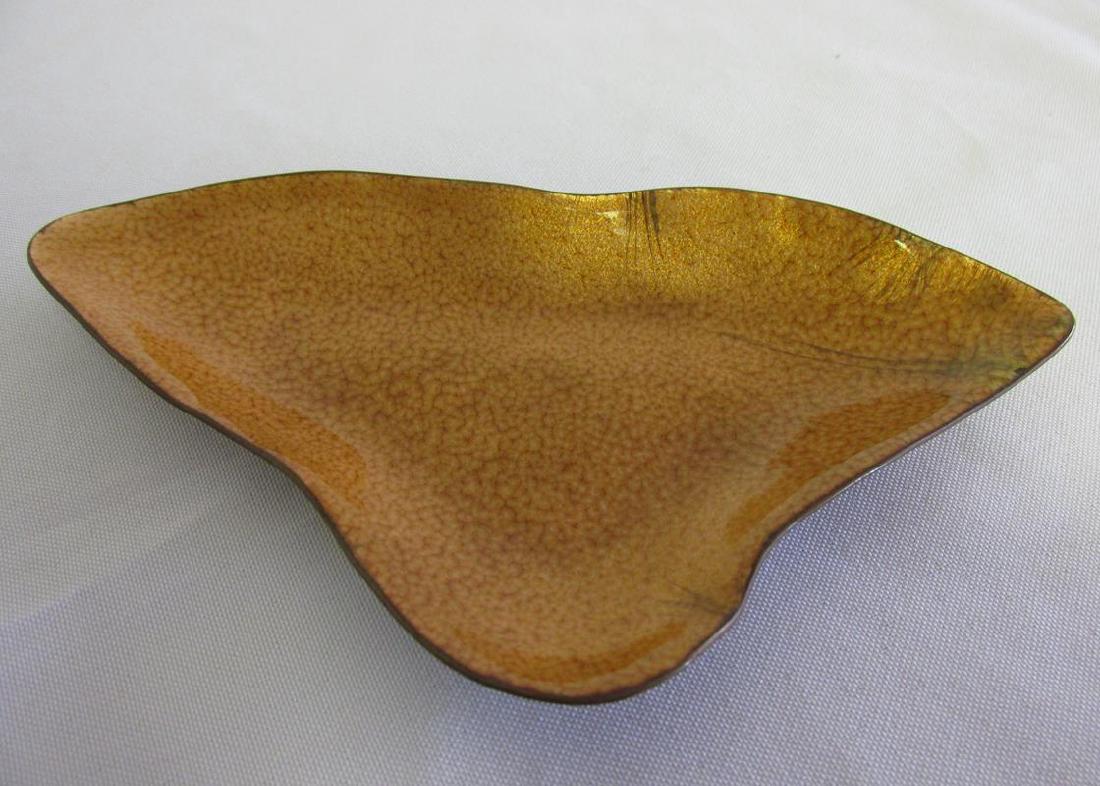 RARE - GIO PONTI (ATTR.) FOR PAOLO DE POLI ABSTRACT: IMPRESSED "P. DEPOLI", MADE IN ITALY, GOLD ENAMEL, 6.5"L, SEVERAL FINE HAIRLINES UNDER THE ENAMEL, LIKELY ORIGINAL IN THE FIRING