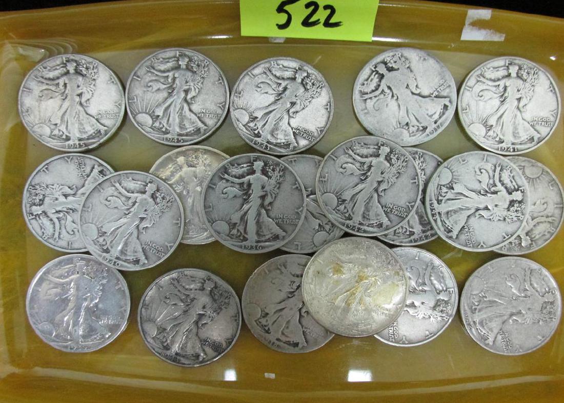 20 WALKING LIBERTY SILVER HALF DOLLARS (1 of 1)