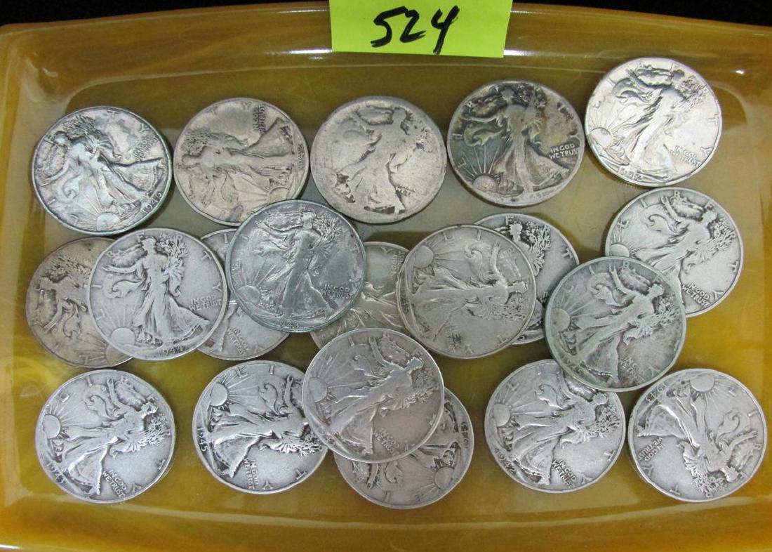 20 WALKING LIBERTY SILVER HALF DOLLARS (1 of 1)