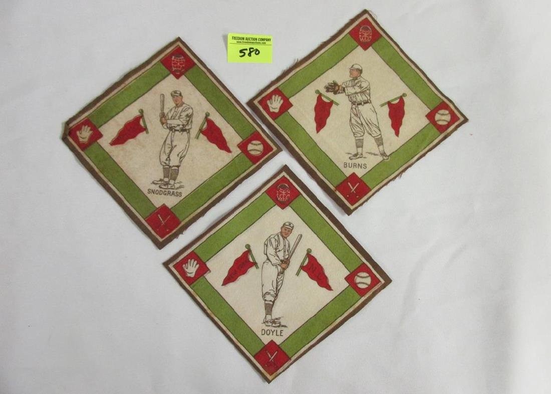 TRIO OF 1914 BASEBALL FELT TOBACCO BLANKETS (1 of 1)