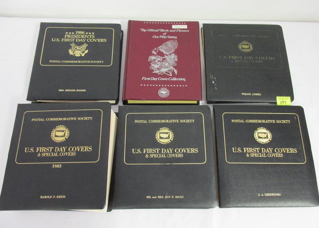 6 FIRST DAY COVER STAMP ALBUMS: SEE TITLE