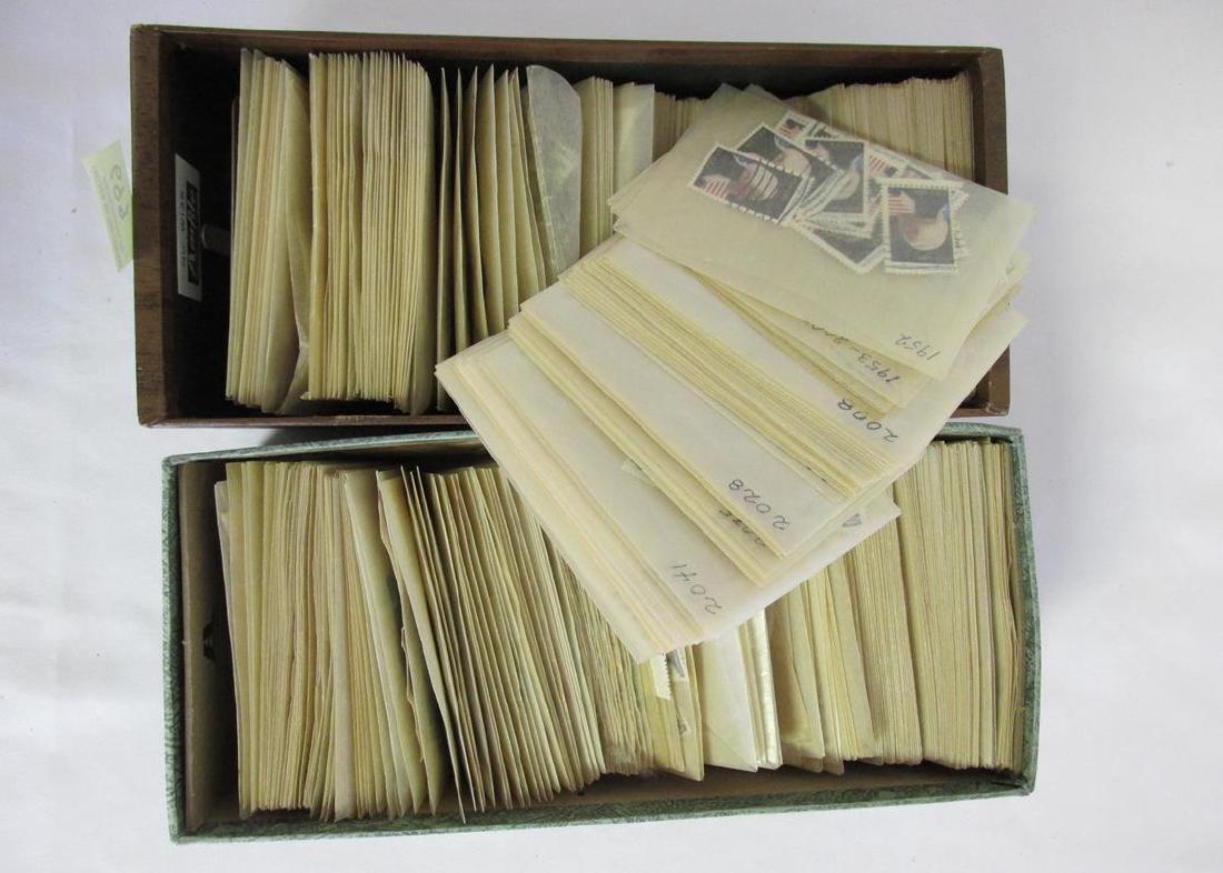 TWO CARD FILES OF ASSORTED POSTAGE STAMPS (1 of 1)