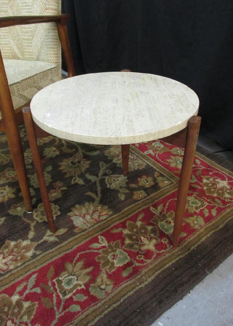 MANNER OF GIO PONTI TRAVERTINE TRI-LEG TABLE: SEE TITLE