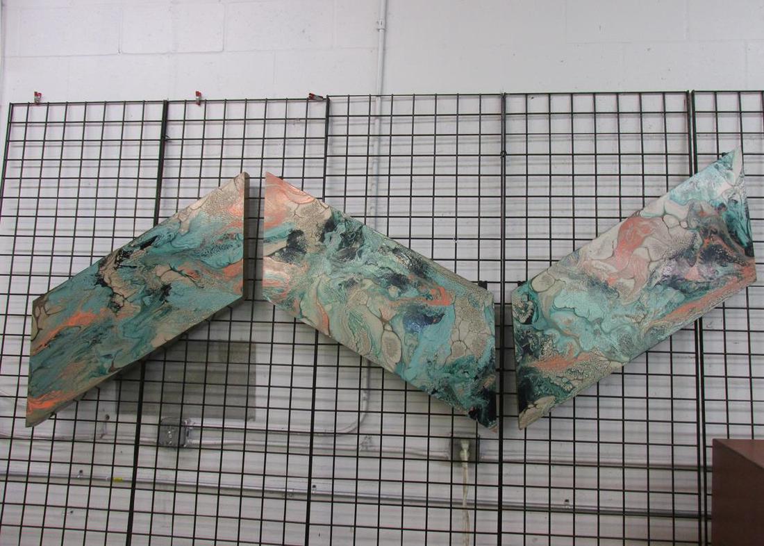 RICHARD MANN (ATTR.) TRIPTYCH ABSTRACT ART: IN 3 PIECES