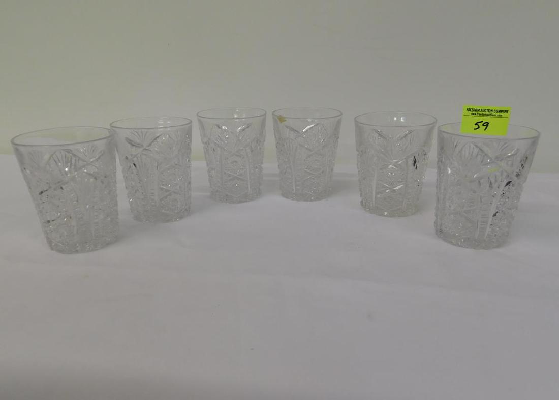 6 BRILLIANT PERIOD CUT GLASS TUMBLERS: NO VISIBILE SIGNATURE