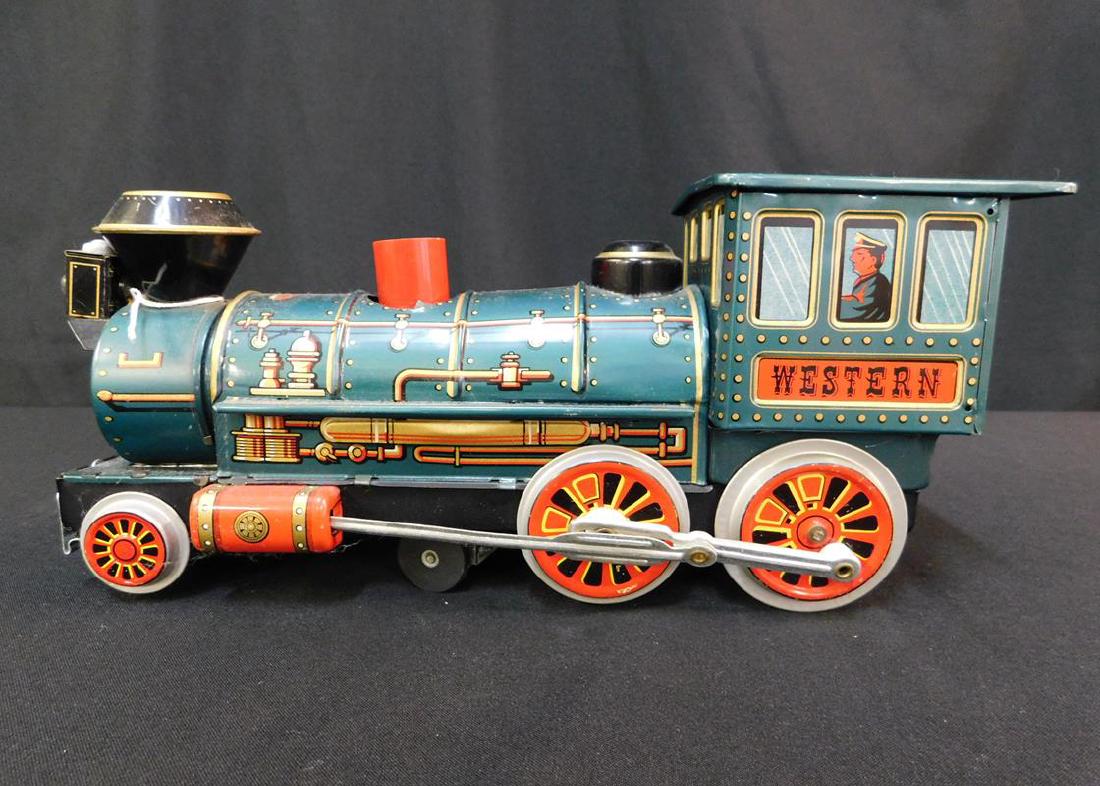 VINTAGE TIN LITHO TOY TRAIN: TRADEMARK MODERN TOYS, JAPAN, WESTERN