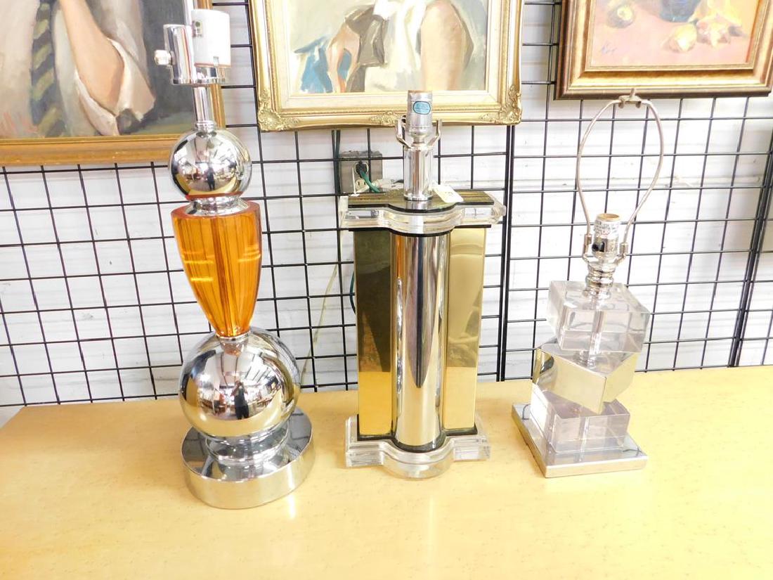 3 CHROME/LUCITE LAMPS INCLUDING VAN TEAL: SEE TITLE