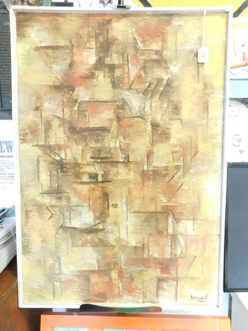 CUBIST ART ON CANVAS, SIGNATURE ILLEGIBLE: 25X35