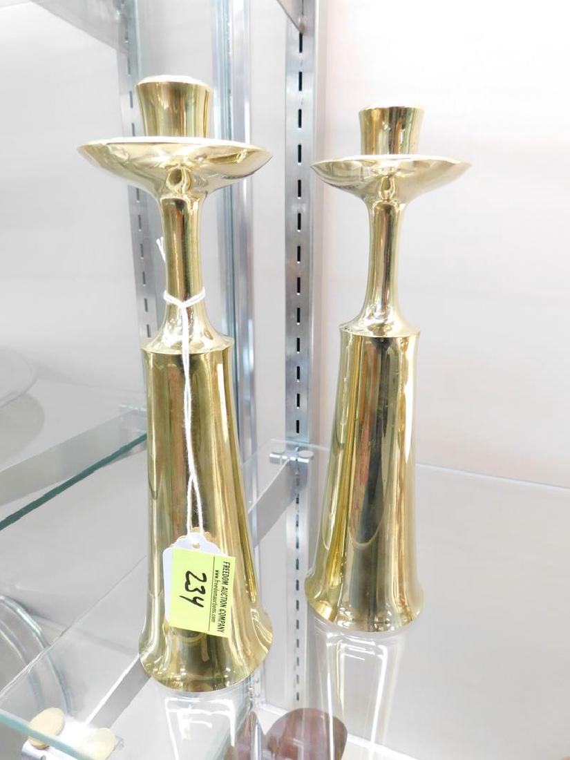 JENS QUISTGAARD FOR DANSK BRASS CANDLE STICKS: 9.5"H