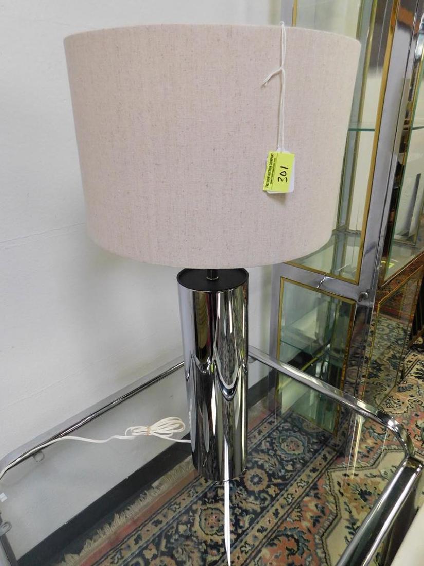 KOVACS (ATTR.) CHROME TABLE LAMP: OVERALL 28"