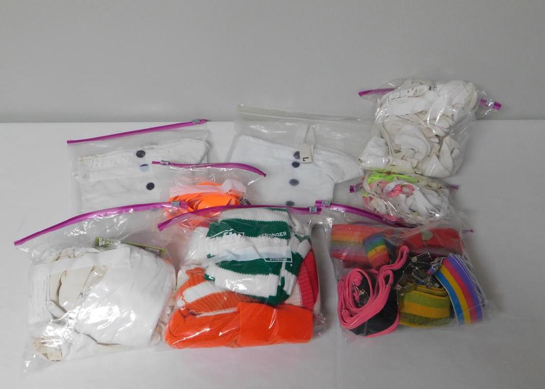 LOT OF CLOWN COSTUME TRIM, GLOVES, ETC.: SEE TITLE
