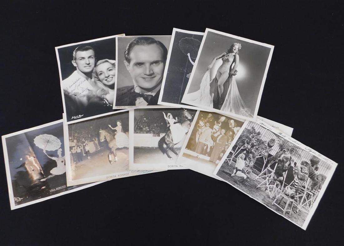 COLLECTION OF PERFORMER PHOTOGRAPHS: INCLUDING HANNEFORDS, BELA KREMO, LOLA DOBRITCH, DORITA KONYOT, ELY ARDELLY, CLYDE BEATTY. MORST ARE 8"X10"