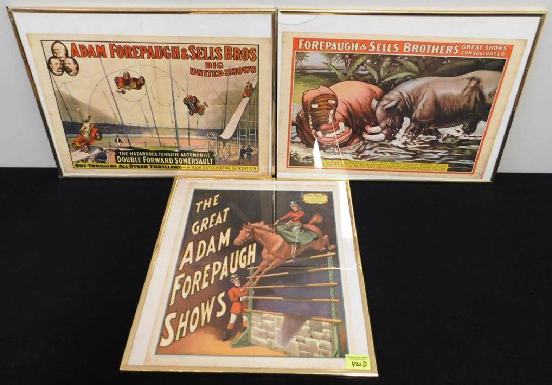 3 FOREPAUGH & SELLS FRAMED POSTERS (1 of 1)