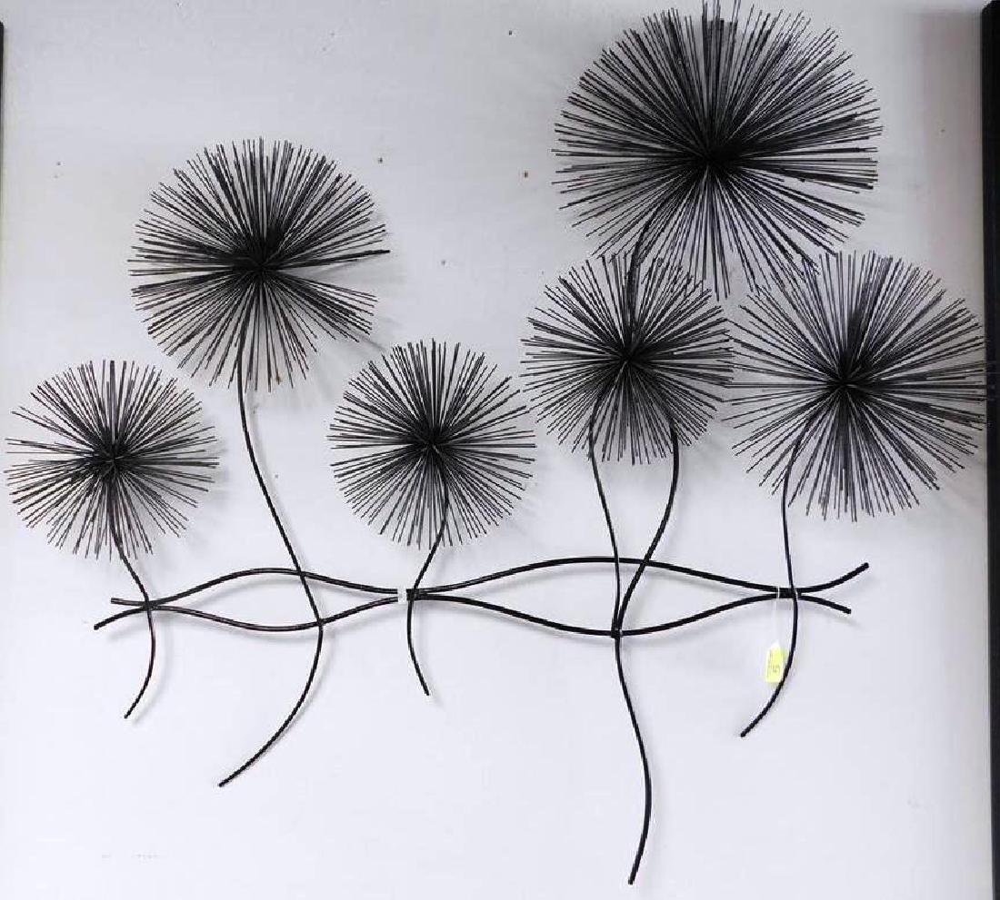CURTIS JERE (ATTR.) ANEMONE METAL WALL SCULPTURE: FIELD IS 43"X41"