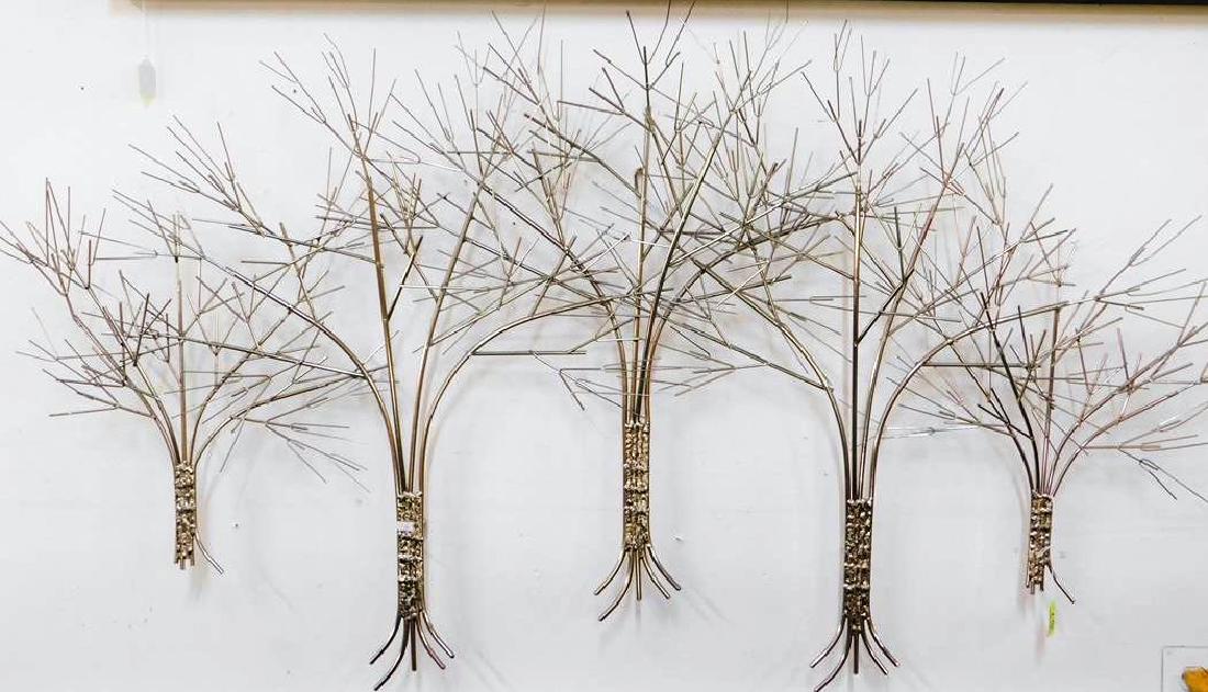 CURTIS JERE CHROME WALL SCULPTURE OF TREE: FIELD IS 58"X32"