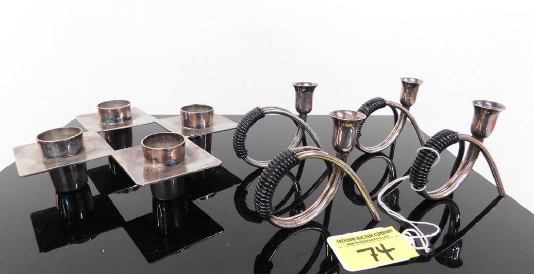 JOAN RIVERS ESTATE CANDLESTANDS. PROVENANCE PER: DENMARK SILVERPLATE, 4 CARL COHR DENMARK