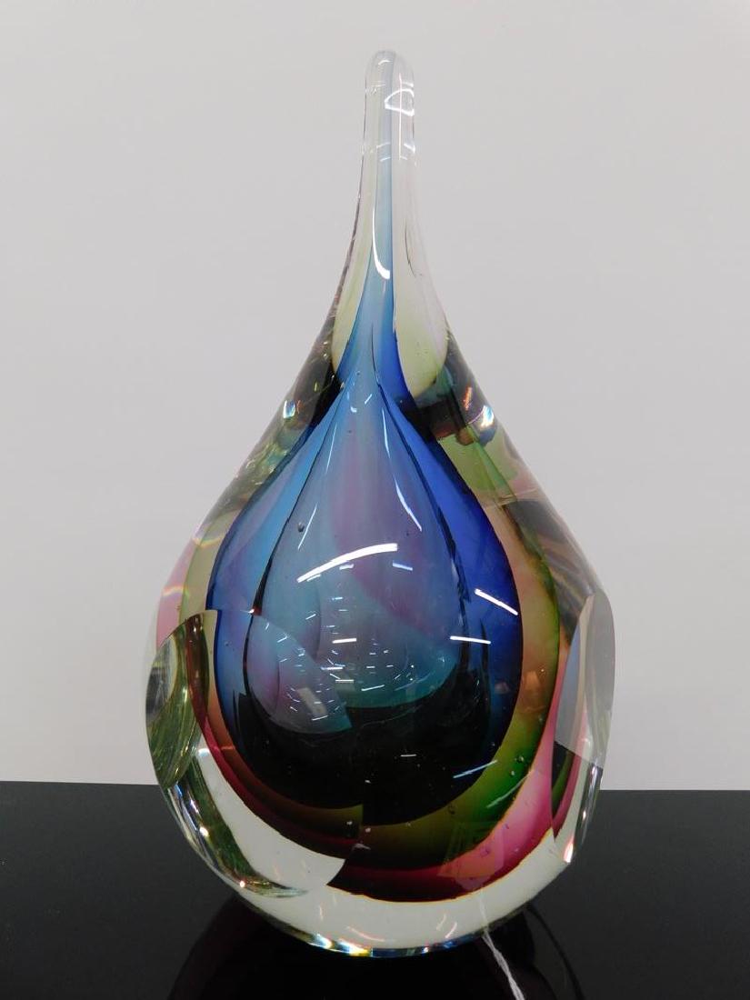 MURANO SOMMERSO ART GLASS TEARDROP: SOME SUPERFICIAL SCRATCHES, 10"