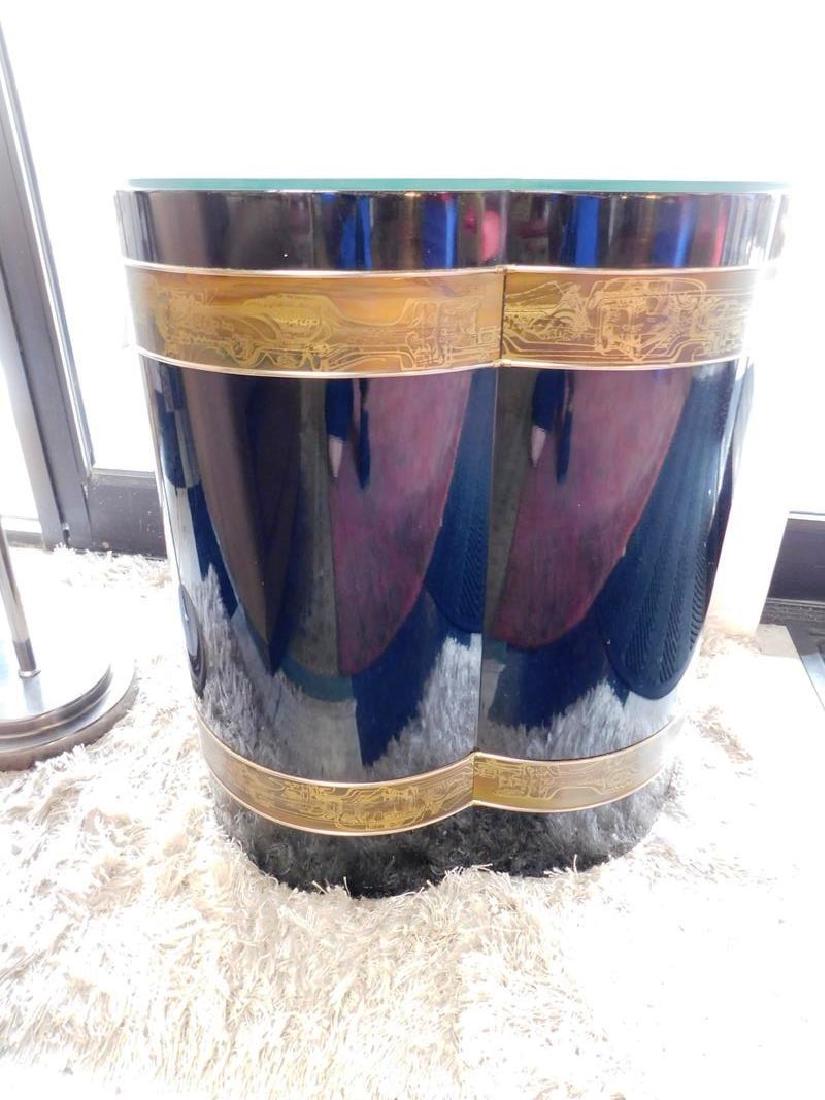 BERNHARD ROHNE FOR MASTERCRAFT TABLE: ACID-ETCHED WITH GLASS TOP. 24"H