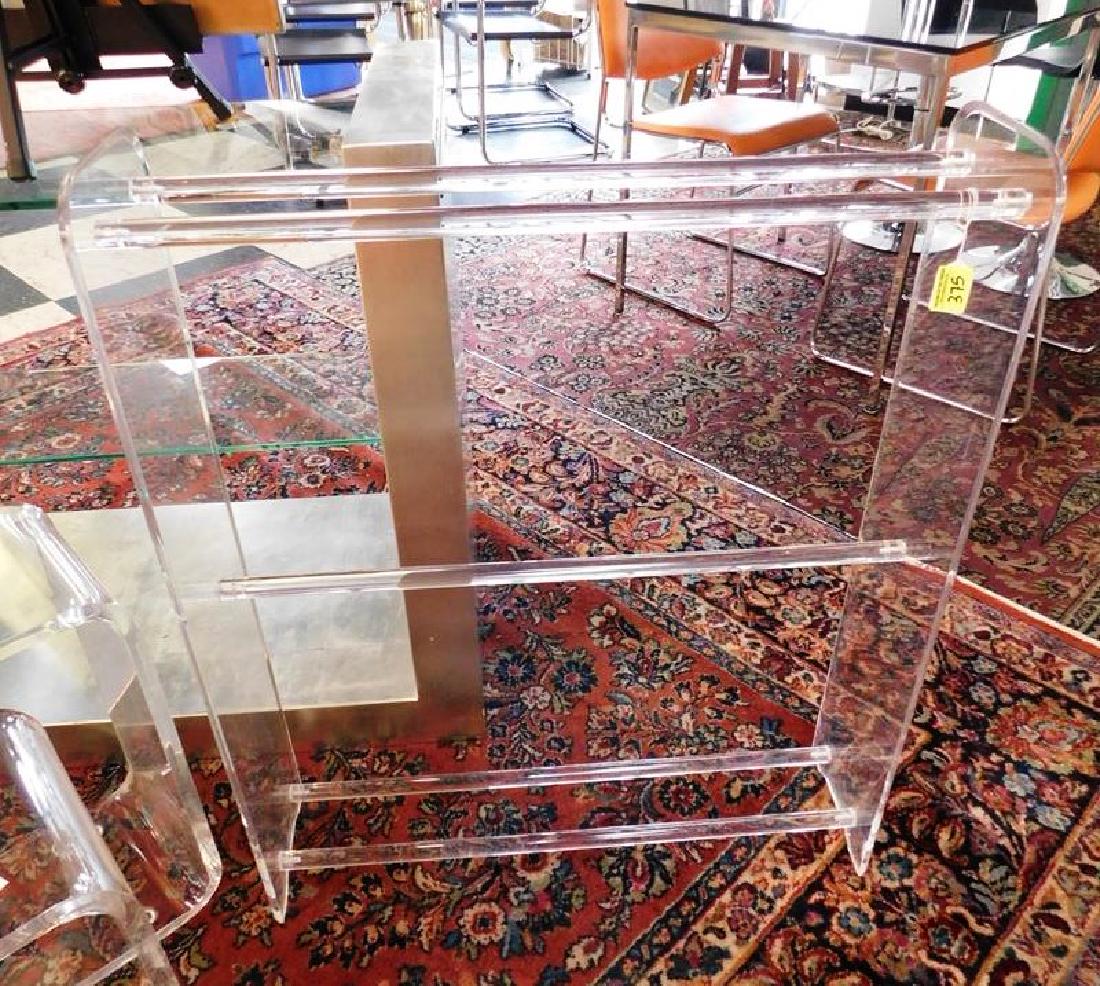 LUCITE VALET STAND: 28.5"W, 7.5"D, 34"H