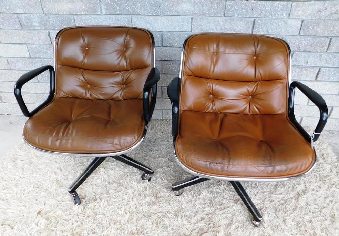 PAIR OF KNOLL OFFICE CHAIRS: SWIVEL CHAIRS. BUTTON REPLACEMENT/MISSING AS FOUND