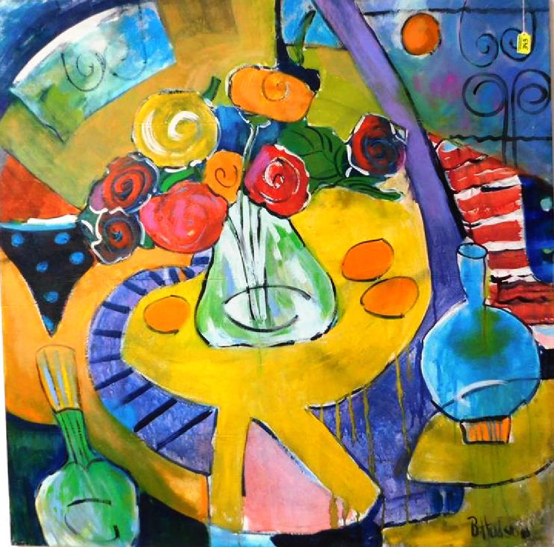 BETTY HUDSON (SARASOTA ARTIST) ABSTRACT PAINTING ON: 46"X46"