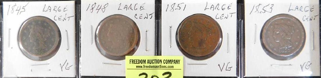 1845, 1848, 1851, 1853 U.S. LARGE COPPER CENTS: SEE TITLE