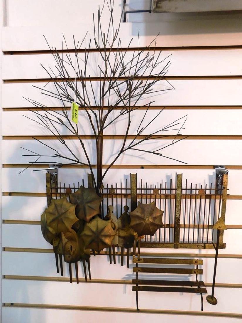 CURTIS JERE PARK MOTIF METAL WALL SCULPTURE: HEIGHT IS 28"