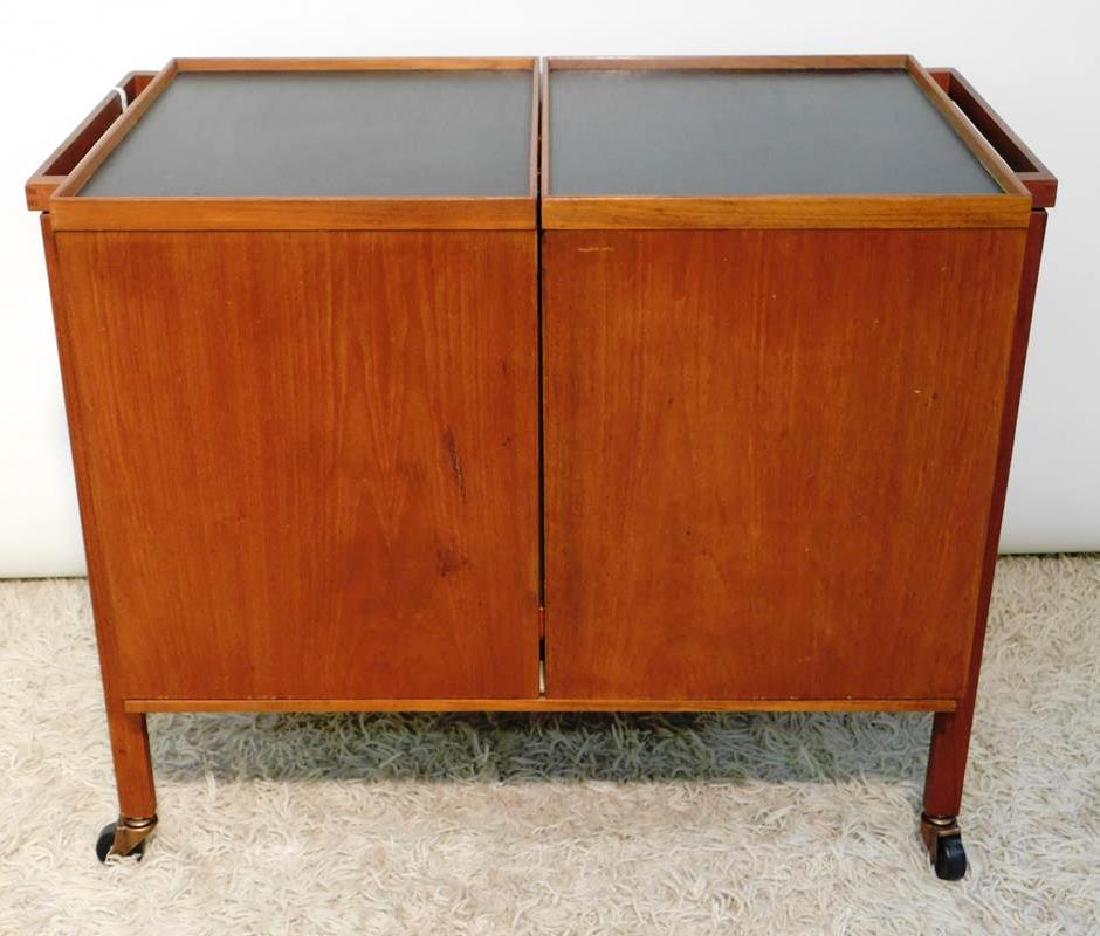 NIELS ERIK & GLASDAM JENSEN DANISH TEAK CART: SPLIT TOP OPEN TO SERVE. 34"W, 20"D, 29"H