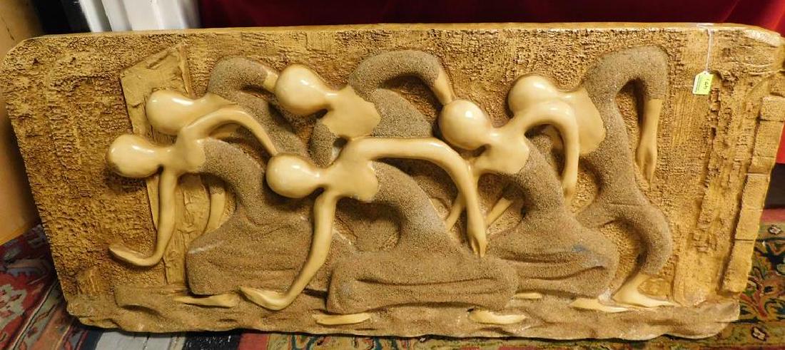 FINESSE ORIGINALS FIBERGLASS WALL ART: DEPICTING 6 DANCING FIGURES. 60"X26"X3"