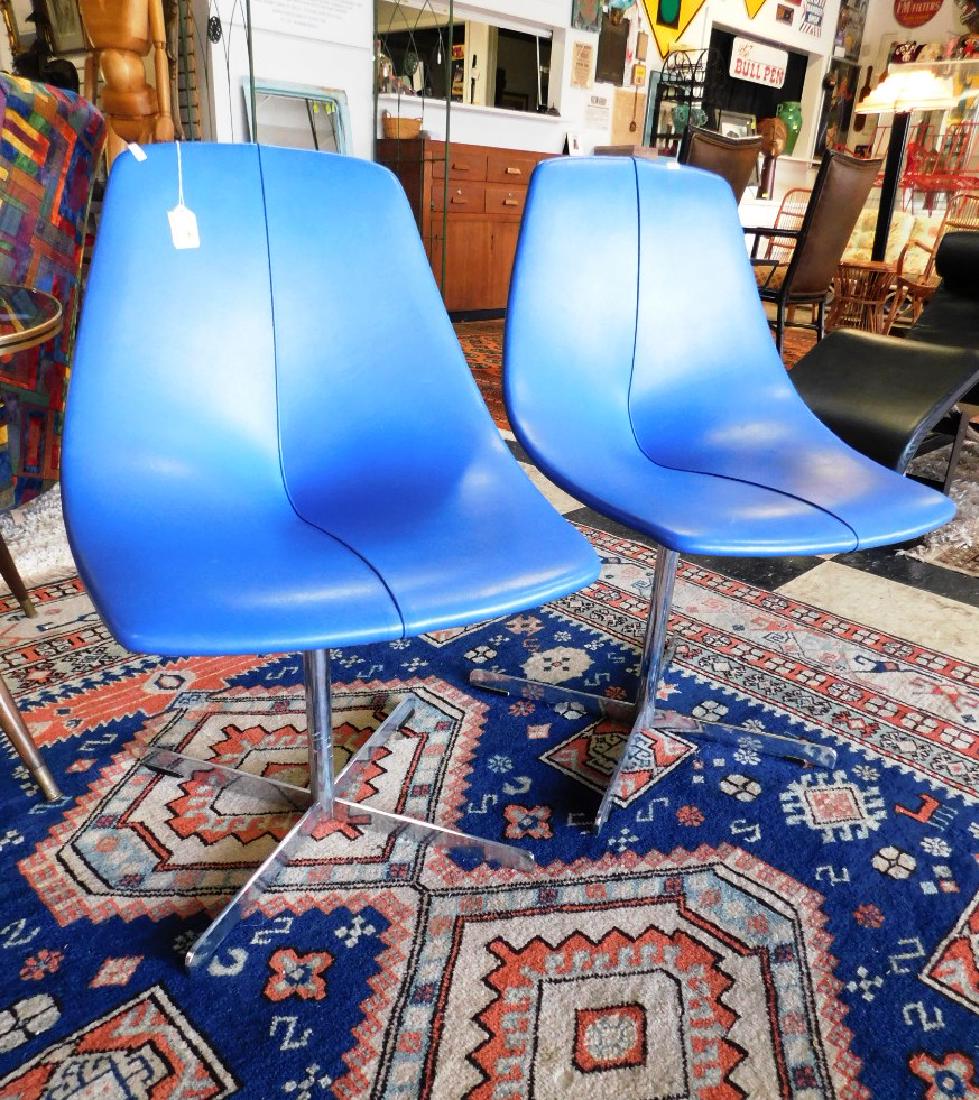 PAIR - RICHARD SCHULTZ STYLE BLUE UPHOLSTERED CHAIRS: SEE TITLE