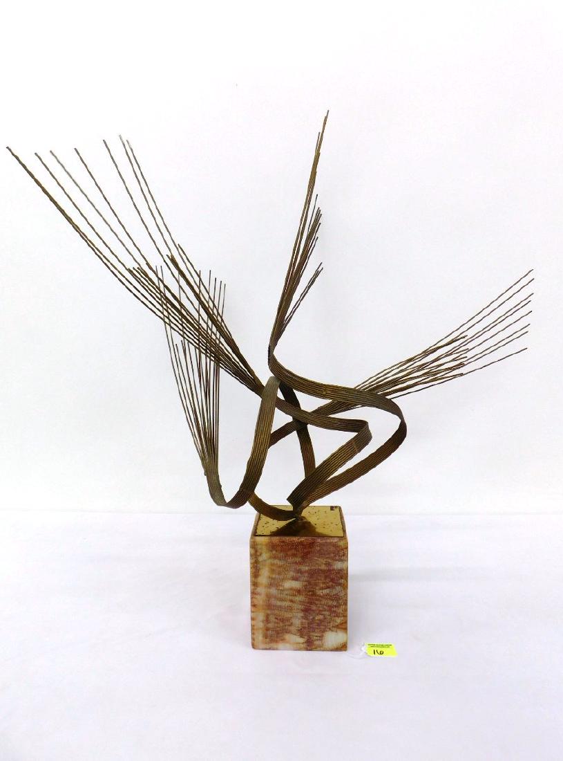 CURTIS JERE WIRE SCULPTURE ON MARBLE BASE: 31"H