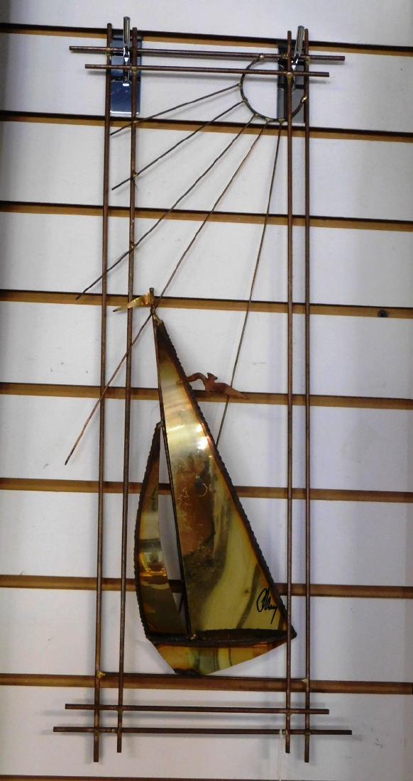 CURTIS JERE SAILBOAT METAL WALL ART SCULPTURE: 9.5"X23.5"