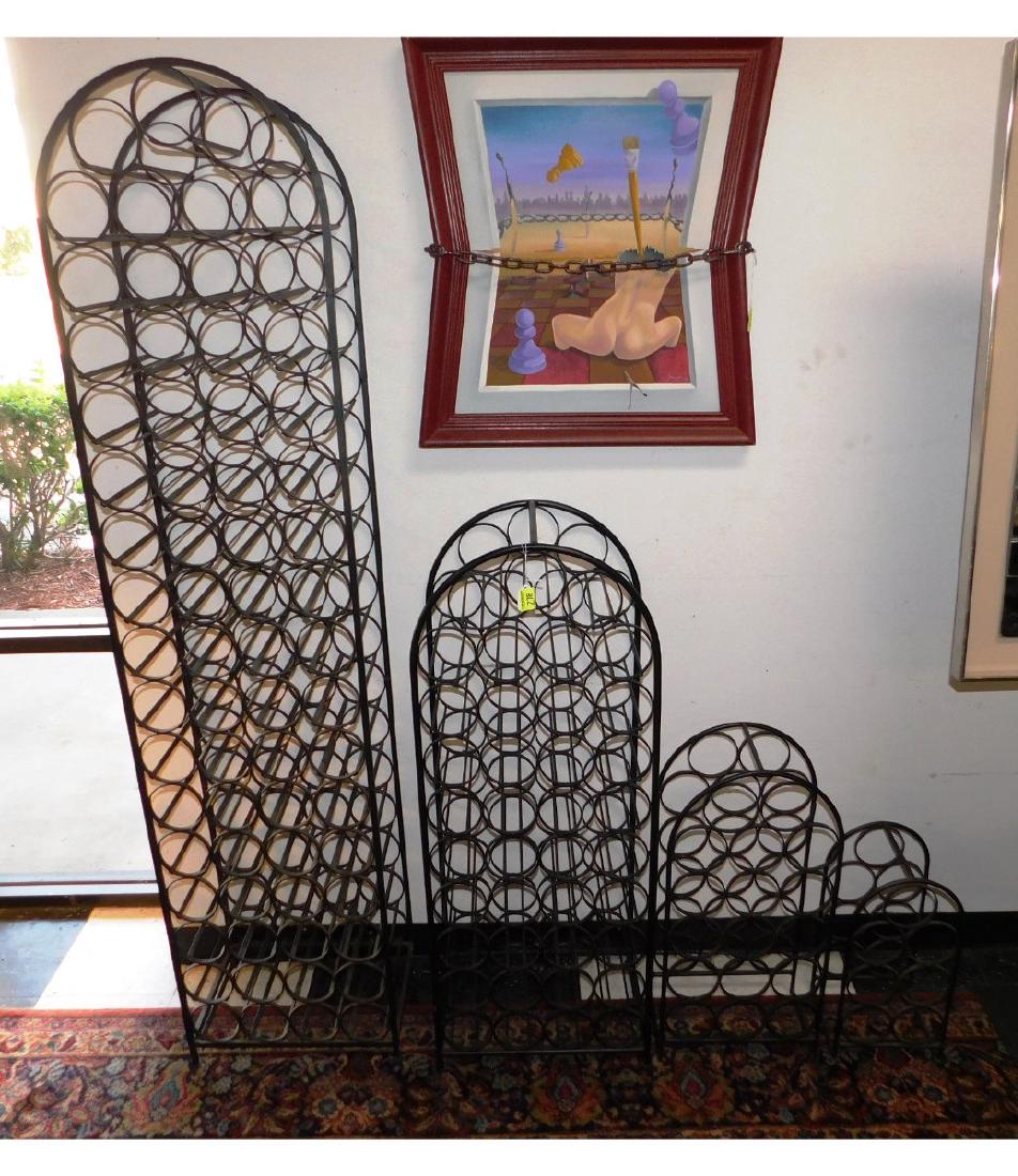 4 ARTHUR UMANOFF GRADUATED WINE RACKS: SMALLEST IS 17", TALLEST IS 71.5"
