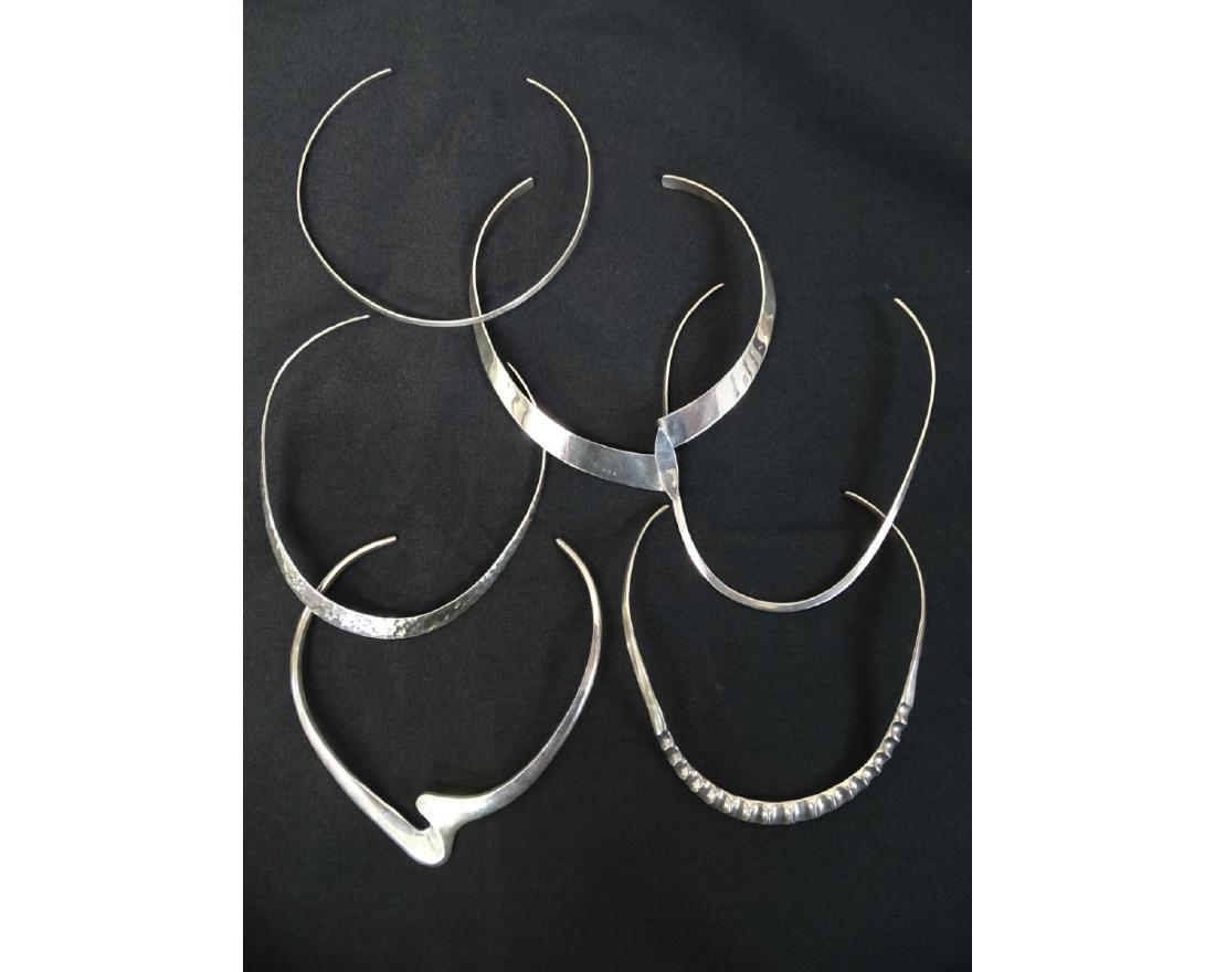GROUPING OF MODERNIST STERLING SILVER CHOKERS: SEE TITLE