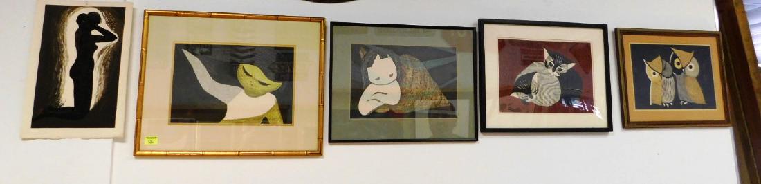 5 KAORU KAWANO WOODBLOCK PRINTS: SEE TITLE