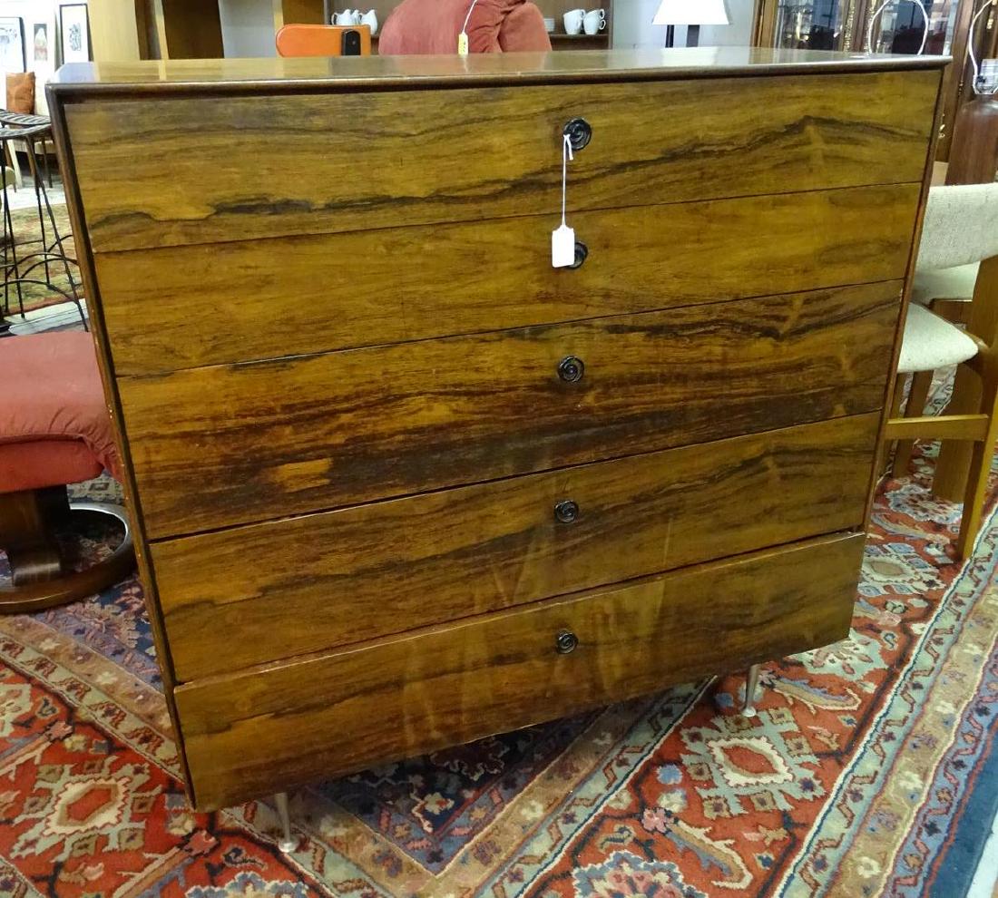 GEORGE NELSON FOR HERMAN MILLER THIN-EDGE CHEST OF: NOT ORIGINAL HARDWARE. DOOR SLIDES ARE WORN AND NEED RE-FITTING TO DRAWERS.