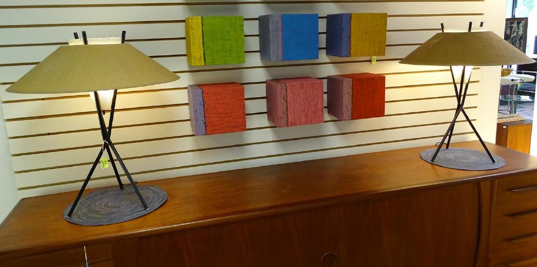 GERALD THURSTON FOR LIGHTOLIER TRI-POD LAMPS: RARE TO FIND AND IN EXCELLENT CONDITION. HEIGHT IS 26.25"